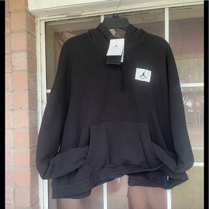 NWT Air Jordan WOMEN ESSENTIALS FLEECE PULLOVER Hoodie Black/White Sz 1X